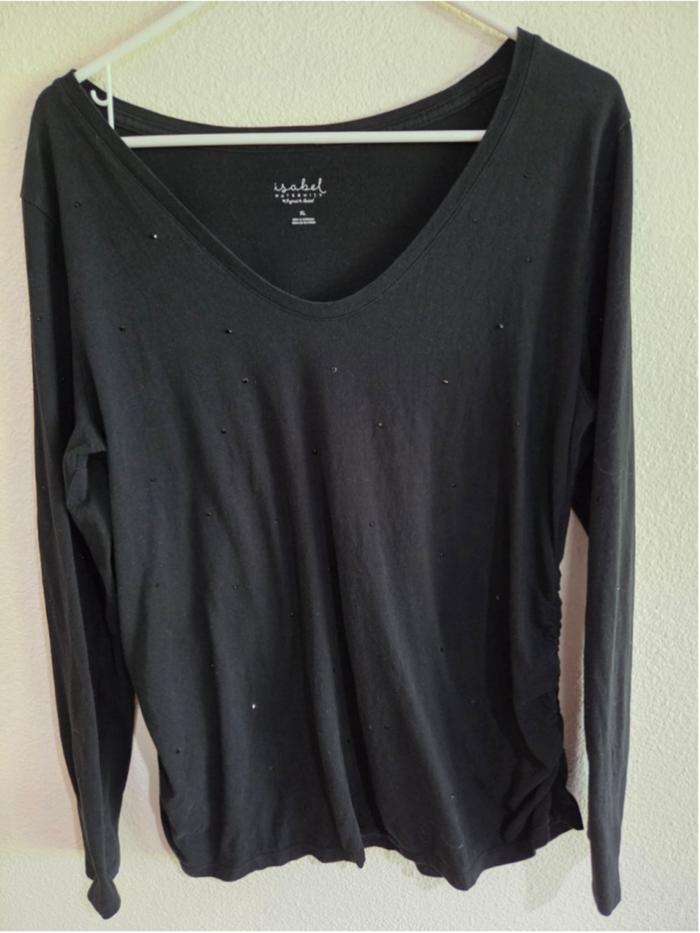 Isabel Maternity by Ingrid & Isabel Women’s XL Black Long Sleeve Embellished Mat